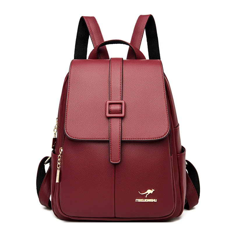 Mochila de cuero de gran capacidad para mujer, bolso de hombro femenino, morral de viaje para chicas adolescentes