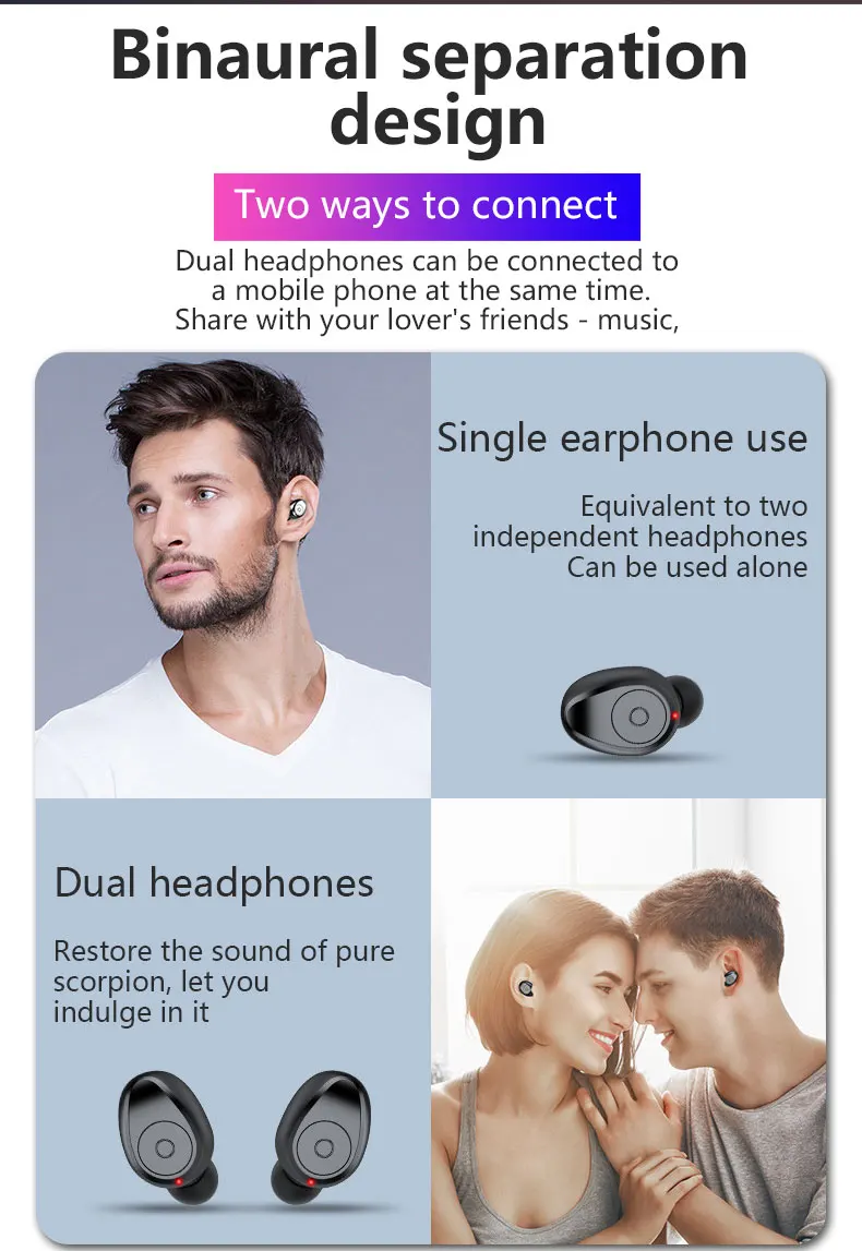 UTHAI D12 Wireless Bluetooth 5.0 Headphones TWS Waterproof Handsfree Noise Reduction Game Sports Headphones