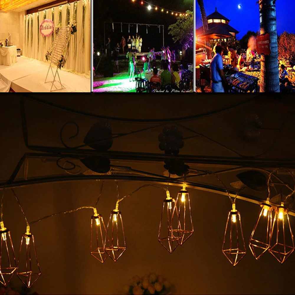 10-20LED Rose Gold Metal Diamond String Fairy Light Christmas Wedding Lamp New Year Home Decoration Warm White String Lights 3