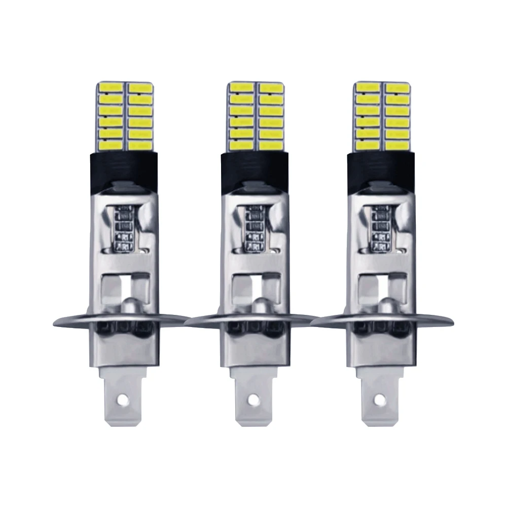10 шт 12V H1 H3 Светодиодный лампочки Автомобильные противотуманные фары 6000K 4014 24SMD белого Авто замена лампы DRL Дневной ходовой огонь дальнего света