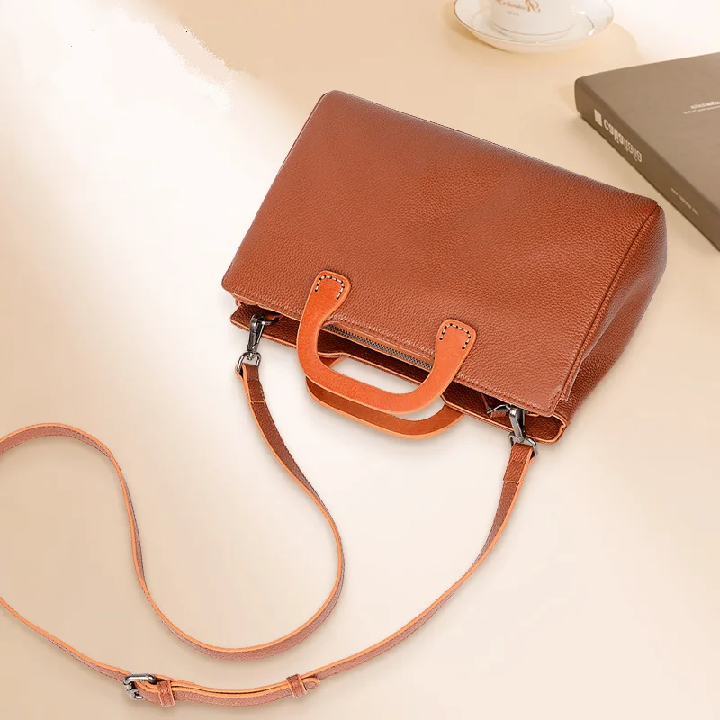 

Genuine Leather Small Square Bag New Style Korean-style Women's Large Capacity Shoulder Bag Simple Handbag Shoulder Bag