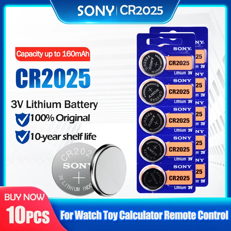 10 шт./лот sony CR2025 100% оригинальный 3В литиевый аккумулятор для часов пульт