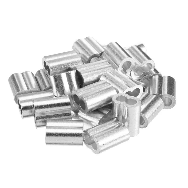 ELEG-100pcs 3/16 дюйма(5 мм) Диаметр троса алюминиевый сплав втулки зажим фитинги кабель щипцы