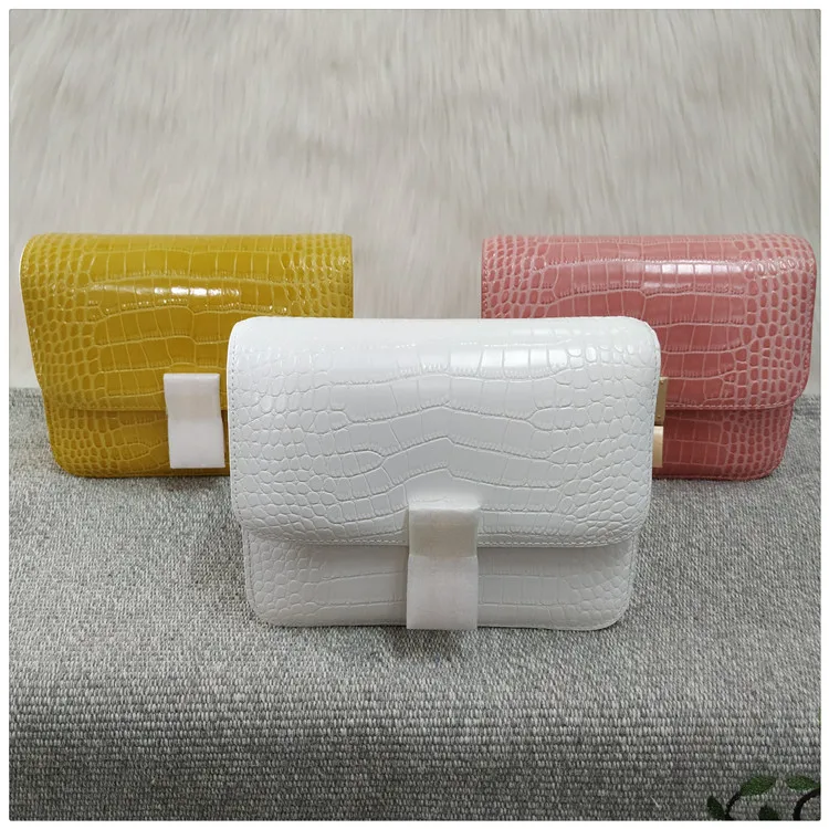 

High-End Customizable Crocodile Pattern Square Bag Genuine Leather Cowhide Box Retro Square Sling Bag Shoulder WOMEN'S Bag Fashi