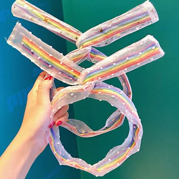 

New Women Girls Cute Rainbow Star Cloud Chiffon Headband Hair Holder Sweet Headband Turban Bandanas Fashion Hair Accessories