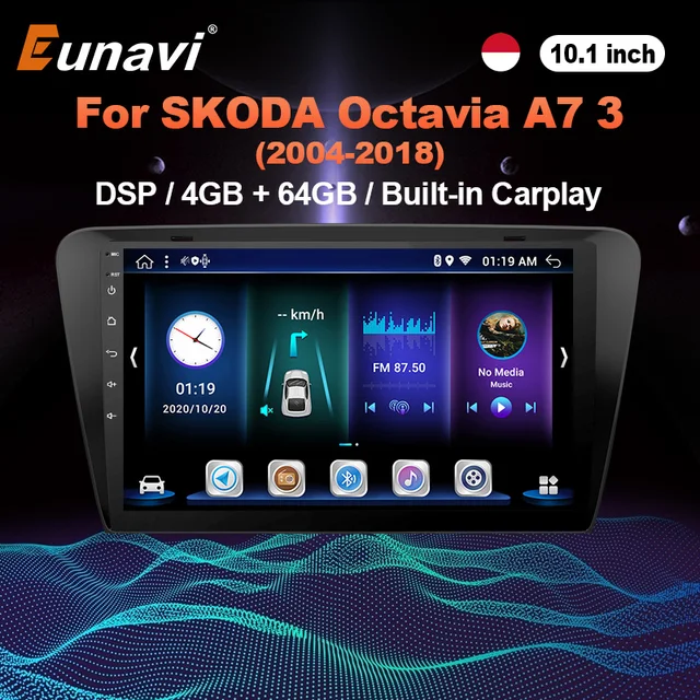 $139.9 Eunavi Android 2 Din Car Radio For Skoda Octavia A7 III 3 2014-2018 Multimedia Player 10.1 inch HD Screen Navigation GPS no DVD