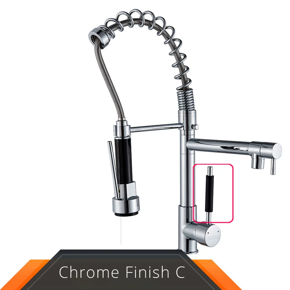 Rozin Chrome Spring Pull Down Kitchen Faucet Dual Outlet Spouts 360 Swivel Handheld Shower Kitchen Mixer Crane Hot Cold Taps pull down kitchen faucet Kitchen Fixtures