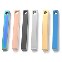 5Pcs Stainless Steel  Both Sides Mirror Polish Rectangle Bar Pendant Blank Stamping Charm for Jewelry Making Wholesale 2