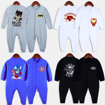 

The Avengers Spiderman Ironman Spring Autumn 100% Cotton Baby Boys Girls Rompers Jumpsuits Infant Kids Children Clothes SA2189