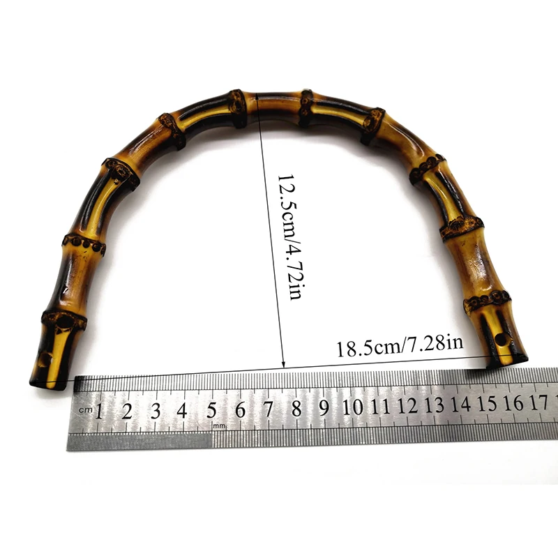 1 шт. натуральная бамбуковая сумка ручка для Сумочка ручной работы D форма DIY ручки для сумок винтажная женская сумка ручки сумки аксессуары - Цвет: coffee front hole