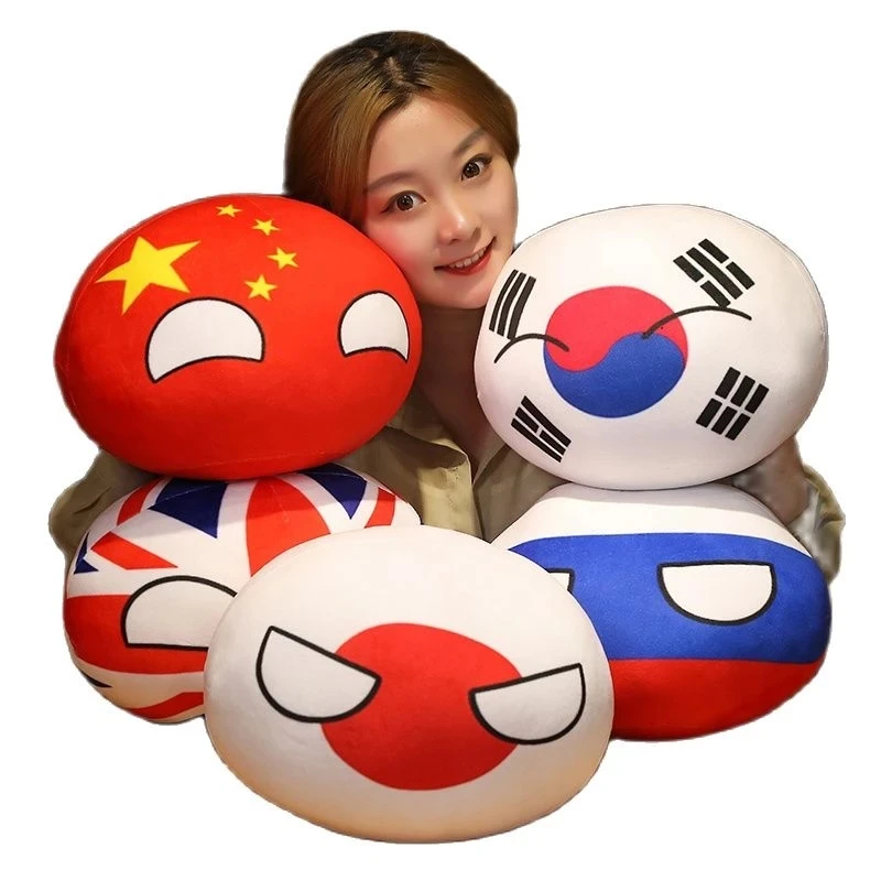 어린이용 크리에이티브 폴랜드볼 봉제 장난감, 부드러운 애니메이션 컨트리 볼 봉제 베개, 중국 프랑스 일본 코스프레 선물, 신제품