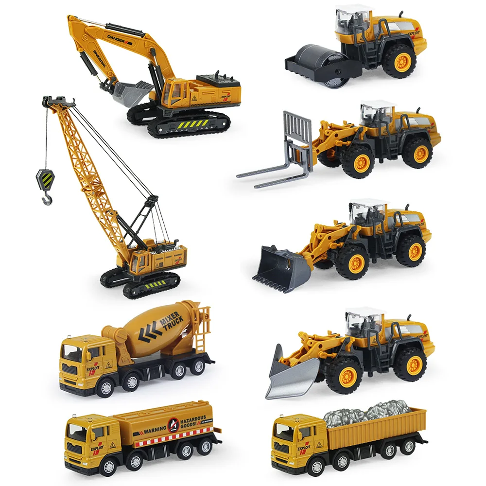 Alloy Diecast Construction Toy Truck Vehicle Set - Loader, Tractor, and Excavator