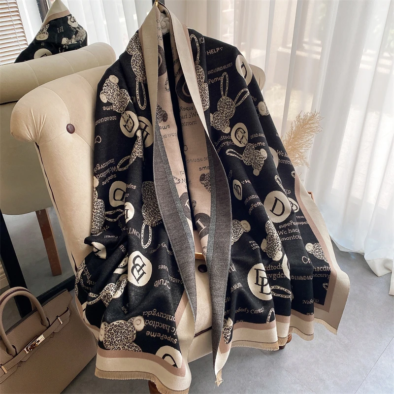 2022 New Women Winter Scarf Thick Shawl Floral Print Female Warm Blanket  Pashmina Cashmere Stoles Lady Large Wrap Echarpe