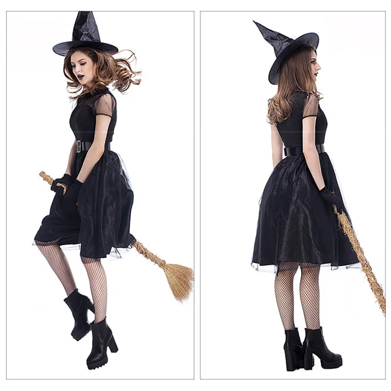 Ataullah черное платье ведьмочки, маскарадная мантия на Хэллоуин Косплэй костюм темно Ангел карнавал вечерние призрак вампира для ночного клуба Сетчатое платье DW005