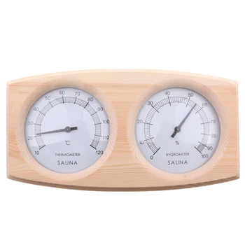 

2 In 1 Heat Resistant Instruments Thermometer Wooden Steam Measuring Humidity Meter Sauna Room Bath Hot Tub Double Gauges Indoor