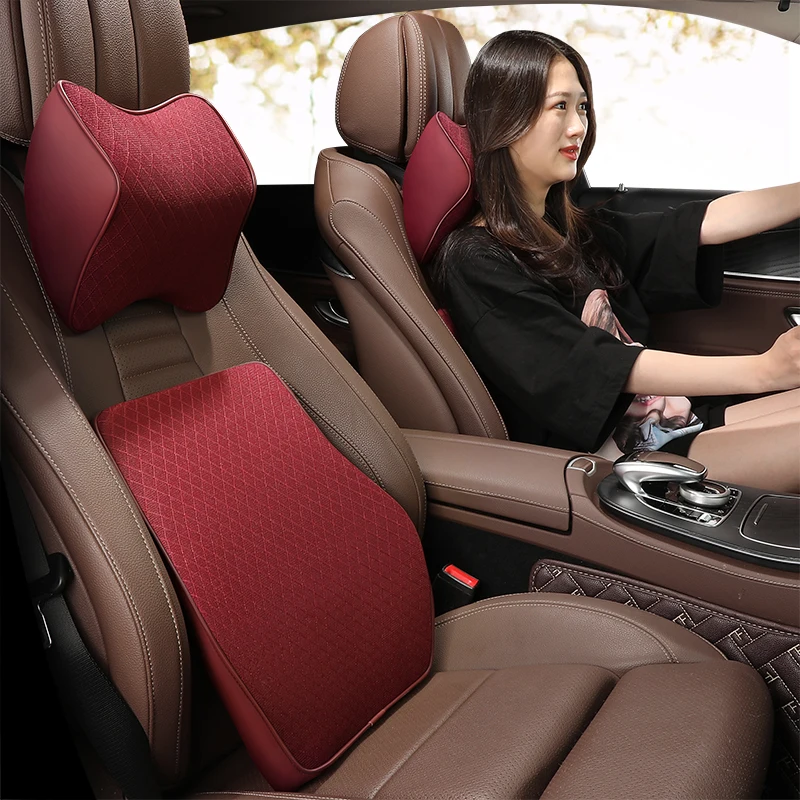 Автомобильный хлопковый подголовник с памятью для шеи, подушка на талию, Автомобильная подушка для Opel Astra 2004 2005 Opel Corsa 2009 Opel Zaflra 2004-2006 - Цвет: Fabric is red