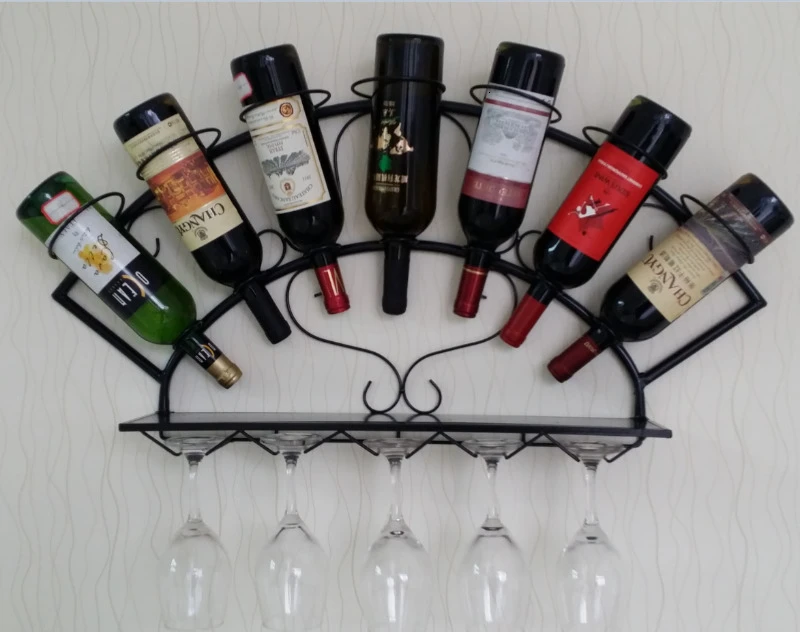 Wine Rack Wall Hanging Wine Rack Simple Modern Hanging Wine Cabinet Wine Glass Holder Wall Hanging Fan Shape Creative Ornaments