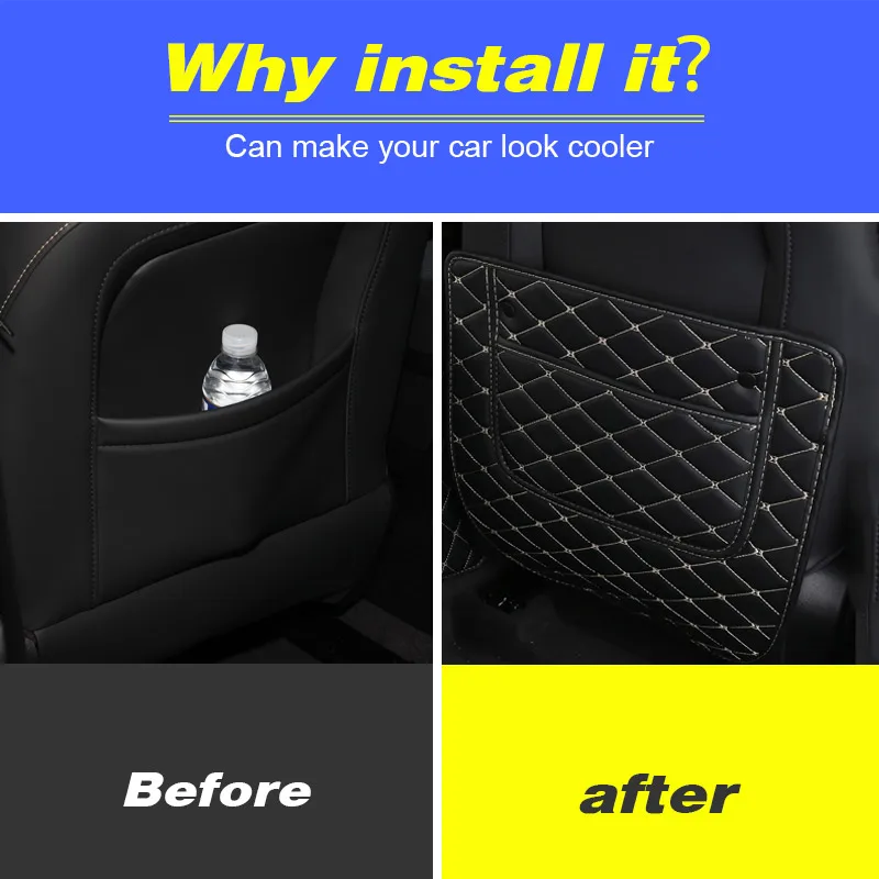 Vtaer Car Seat Rear Anti-Kick Cover Trim Accessories Anti-Dirty Pad Decoration Interior Parts For Chery Tiggo 8/Tigg