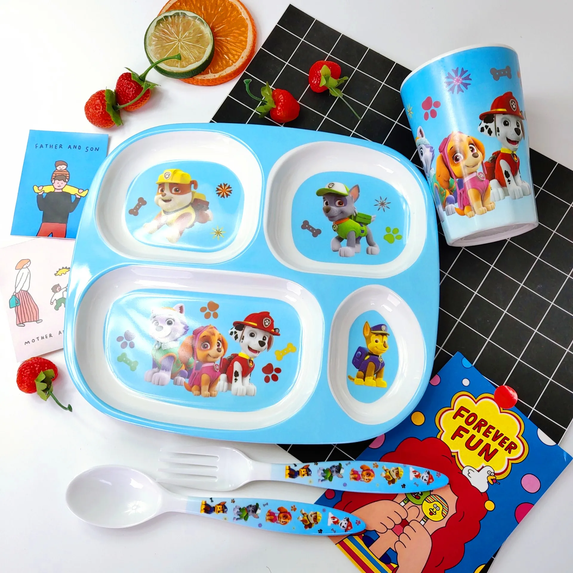 Paw Patrol Children's Tableware Kitchen Restaurant Tools Healthy Material Melamine Bowl Plate Knife Fork Tablewares for Party