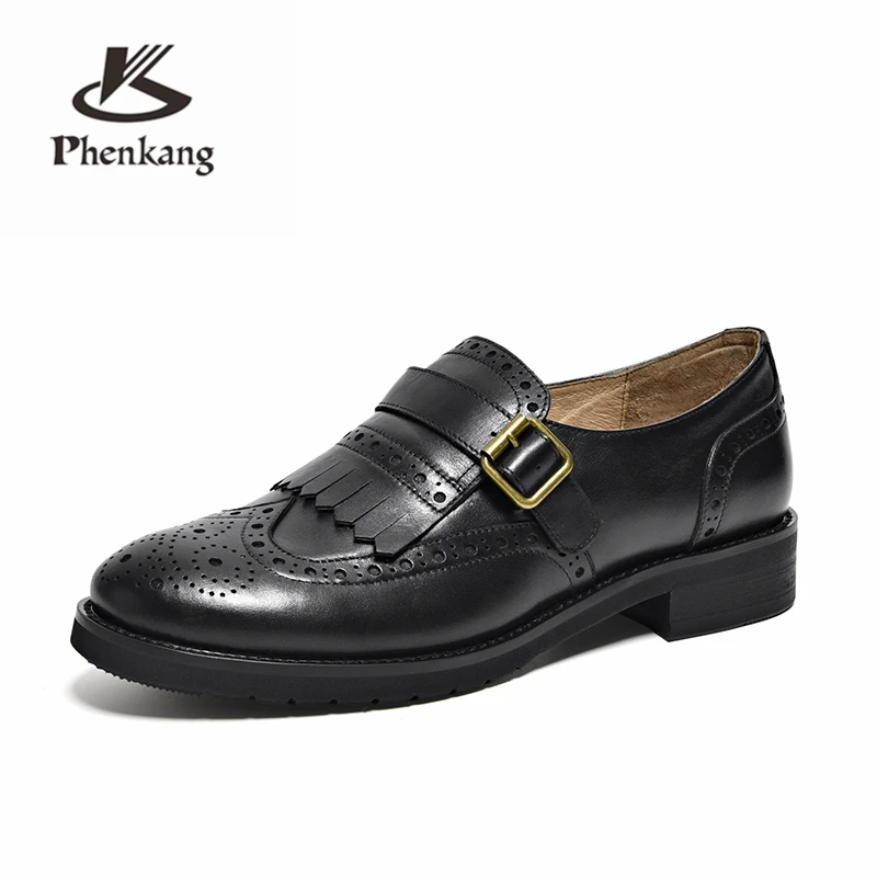 

Women Genuine Leather Flats Oxford Shoes Woman Sneakers lady brogues Vintage Casual shoes for Women handmade 2020 spring