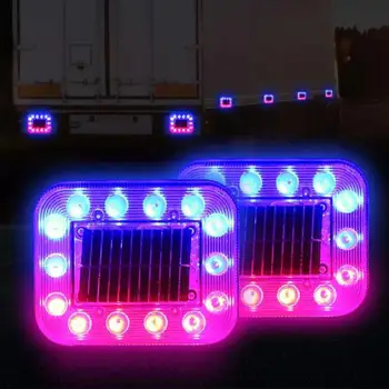 

2PCS Seven Colors Waterproof for Magnet Switch Solar Energy Anti-Tailing Strobe Light Warning Light Taillight Truck Lamp