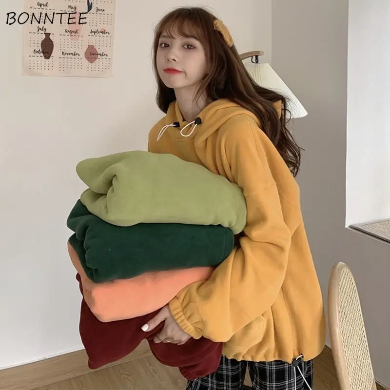 Felpe Donne Estetica Solido Felpa Con Cappuccio Ins Femminile Chic  Allentato Stile Coreano Vestiti Lunghi Del Manicotto per i Ragazzi Casual 5  Colori|Hoodies \u0026 Sweatshirts| - AliExpress