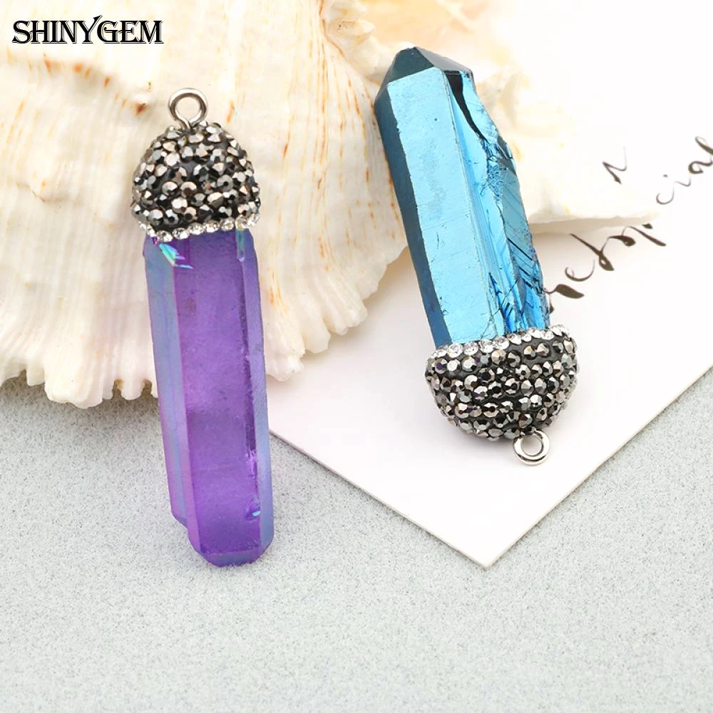 ShinyGem 14*40 мм Необычные Подвески с натуральным кристаллом Druzy микро инкрустация