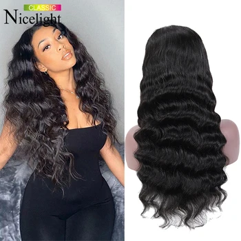 

Nicelight Hair 4x4 Lace Closure Wigs Loose Deep Wave Wigs Malaysian Human Hair Wigs Natural Hairlian 150% Density Remy Hair Wigs