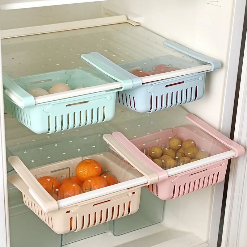 

Refrigerator Storage Basket Food Organizador Drawer Storage Basket Telescopic Refrigerator Large Capacity Storage Box