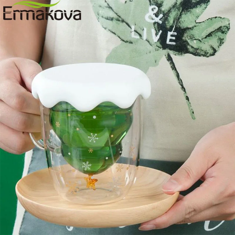ERMAKOVA Рождественская елка кофейная кружка с двойными стенками Изолированная