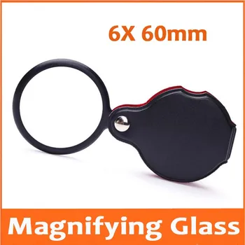 

6X 60mm Lens Pocket Ultra-thin Portable Magnifier Foldable Children Toys Gift Handheld Magnifying Glass Loupe with Holster Case