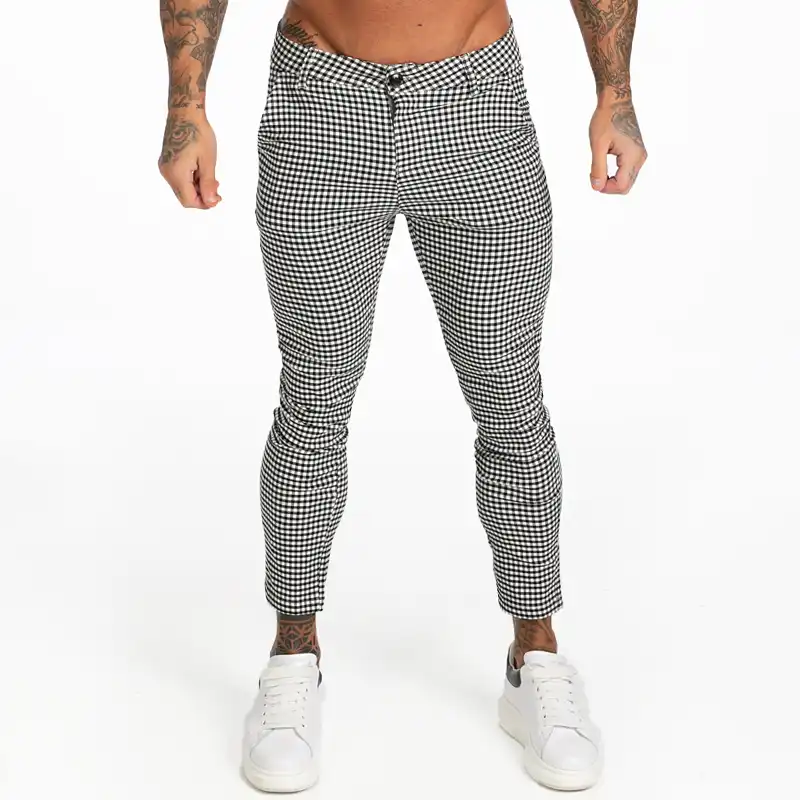 mens plaid stretch pants