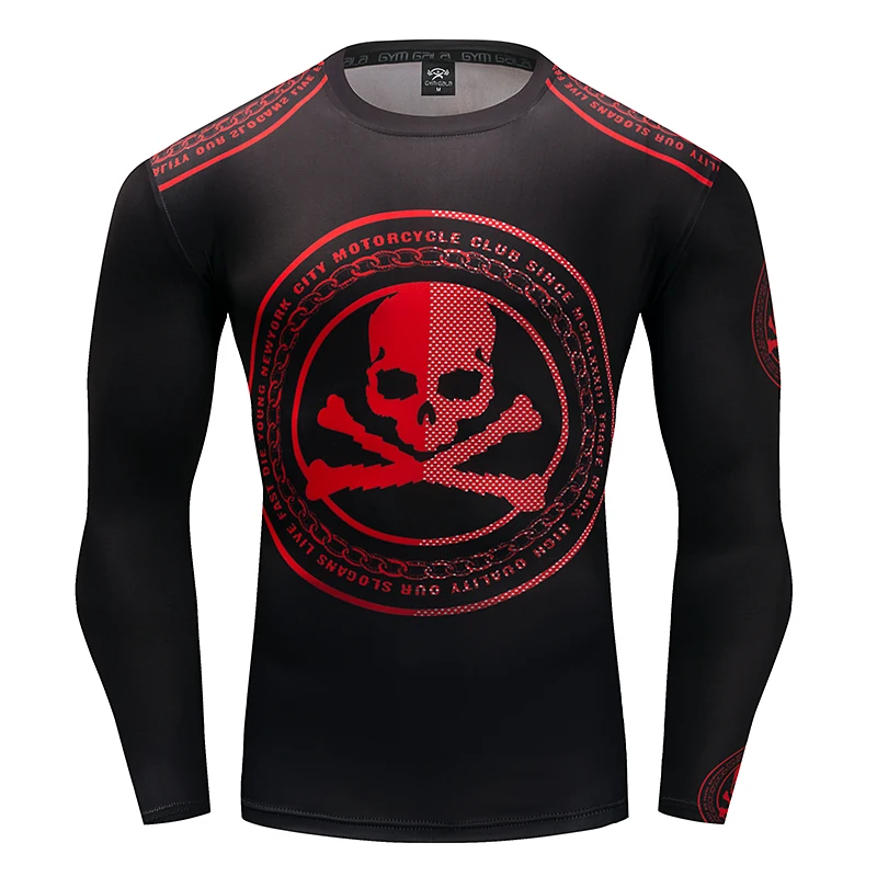 

skull print T-shirt compression tights men fitness clothing new 2019 hot selling 3d print t shirt tight tee shirt