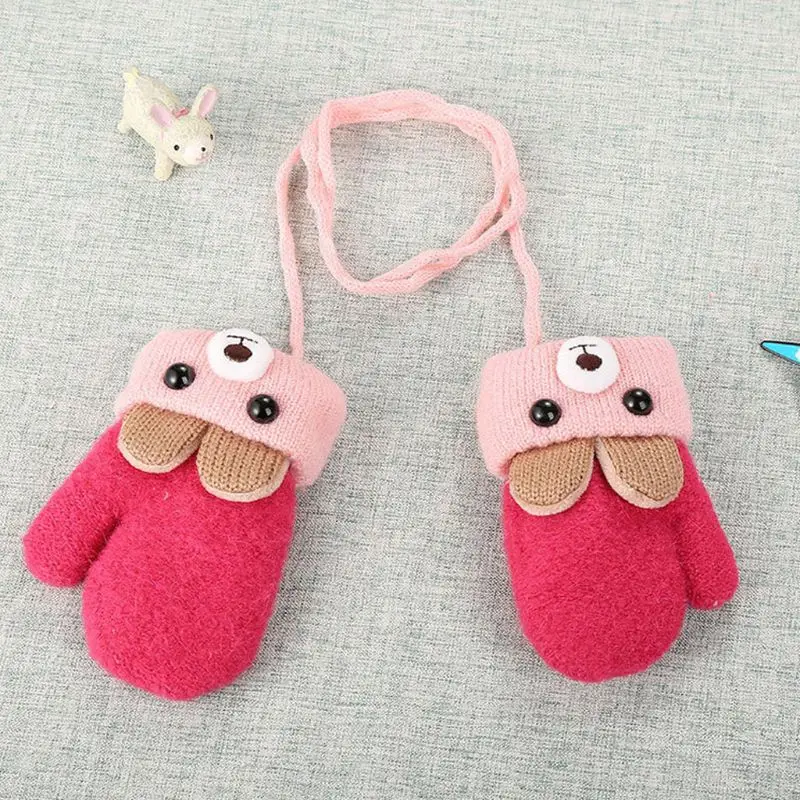 Зимние вязаные перчатки для маленьких мальчиков и девочек 0-3 лет, толстые теплые рукавицы