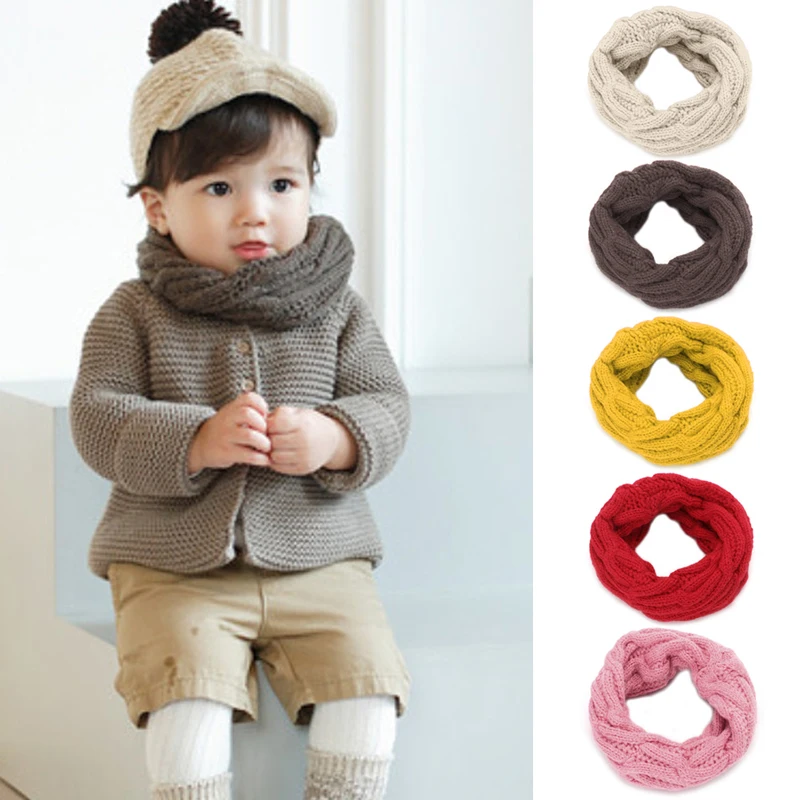 Зимний детский вязаный шарф для маленьких мальчиков и девочек, круглый шарф, шарфы 517D