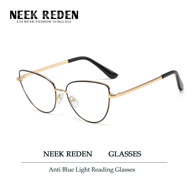 

Anti Blue Light Blocking Reading Glasses Women Cat Eye Eyewear Frames Men Metal Presbyopia Glasses Diopter +0 +0.5 +1.0 To +3.5