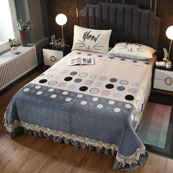 

1.5/1.8m Bed Luxury Flannel Bed Cover Beige/grey Bedspread Anti-static Quilt Warm Quilting Huge lace edge Blanket