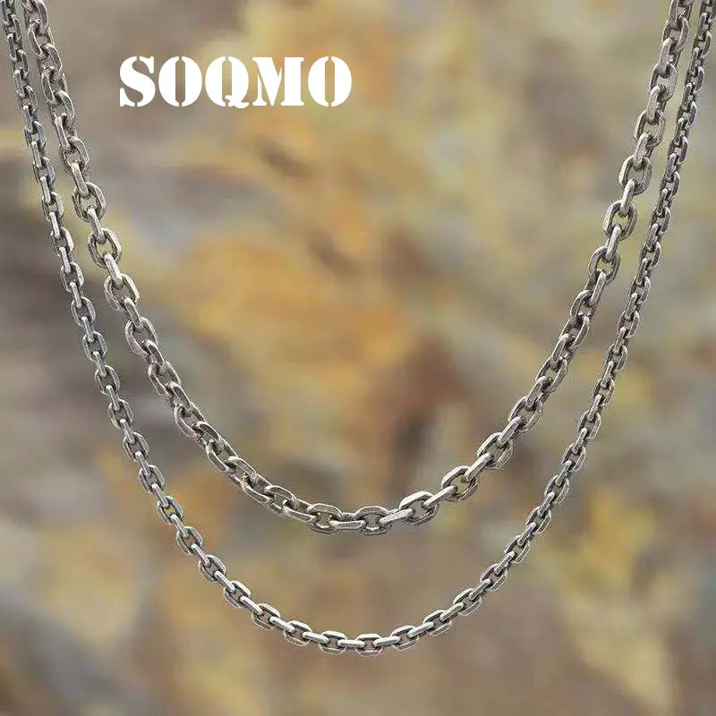 SOQMO новое ожерелье Настоящее серебро 925 пробы ожерелье Подвеска для женщин и мужчин ювелирные изделия Серебро 925 модное ожерелье ювелирные изделия SQM292