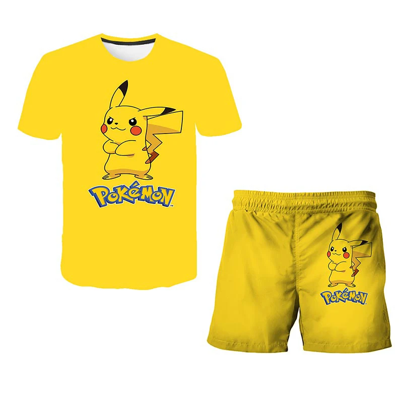 2022 New Children Sets Summer 3D Cartoon Suits Cute girl T Shirt Boys Girls Top + shorts 2pcs Sets Children Fashion Sets 4-14 Y