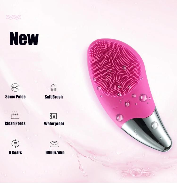 Mini Electric Facial Silicone Cleansing Brush Sonic Face Cleaner Deep Pore Cleaning Skin Massager Face Cleansing Brush Tool