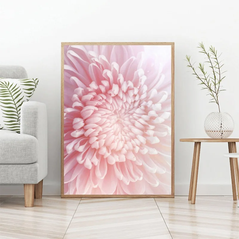 Elegant Pink Chrysanthemum Canvas Painting Wall Art Posters and Prints Nordic Texture Picture for Living Room Decoration | Дом и сад