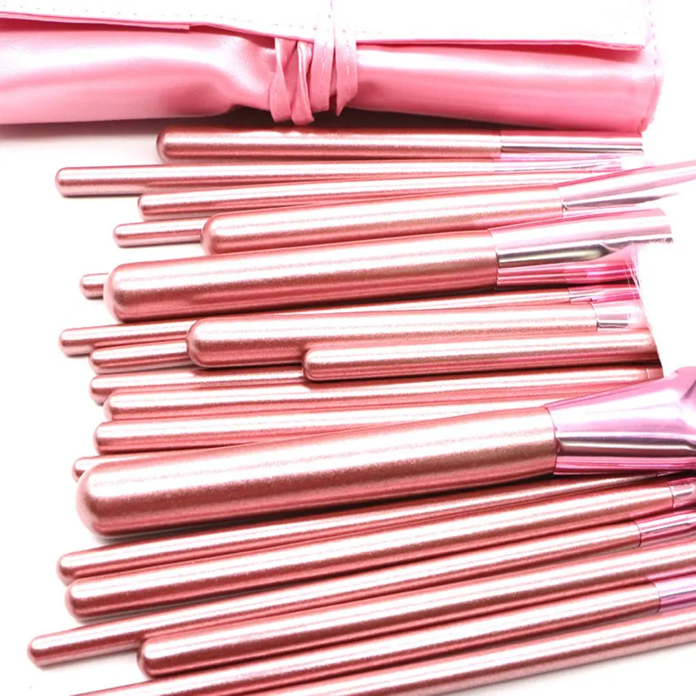 Places For Professional Makeup Brushes And Tools 22 Makeup Brush Pink Pu Bag Portable Makeup Kit 4