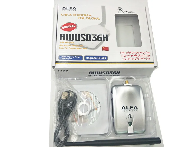 ALFA awus036нh сетевой Ralink 3070L Wifi сетевая карта 2000 МВт ALFA беспроводной WiFi USB адаптер с 5dbi anenna 1 комплект