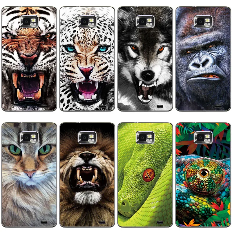 Silicon Case for Samsung Galaxy S2 i9100 / Plus i9105 case Full Protection Soft TPU Back Cover bumper Phone Shell Bag tiger | Мобильные