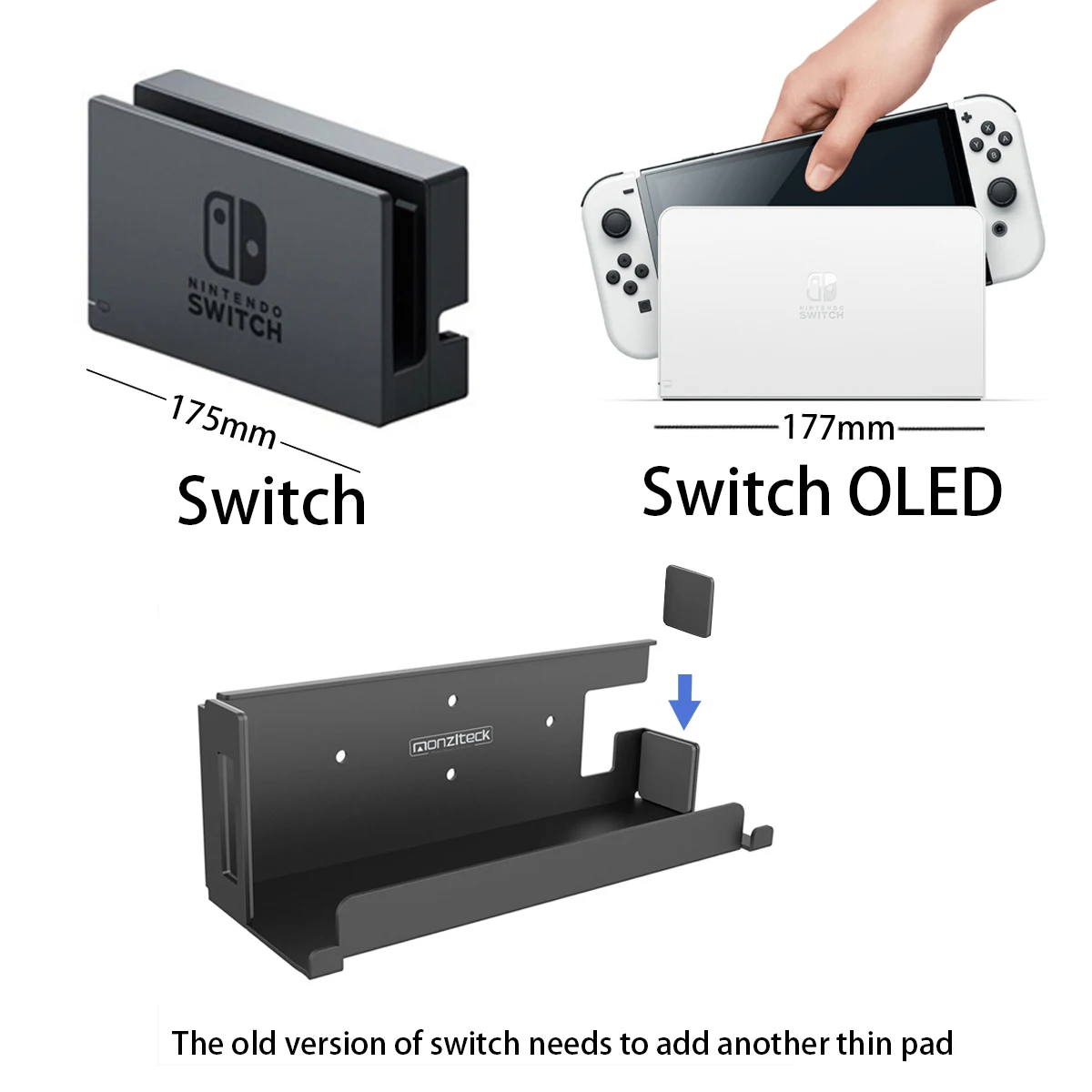 Montagem de Parede para Nintender-o Compatível com a Versão Atrás da tv Economia de Espaço Monzlteck Switch Oled Perto ou - Image 4