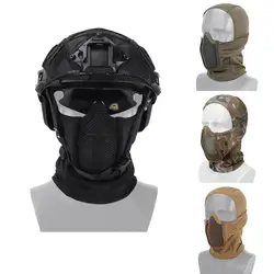 Tactical Full Face Steel Mesh Mask Balaclava Army Airsoft Paintball Headgear CS Game Hunting Cycling ProtectiveHelmet Liner Cap