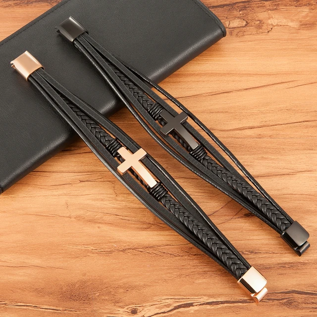 Afolabi Multicolor Cross Design Leather Bracelet - Image 2