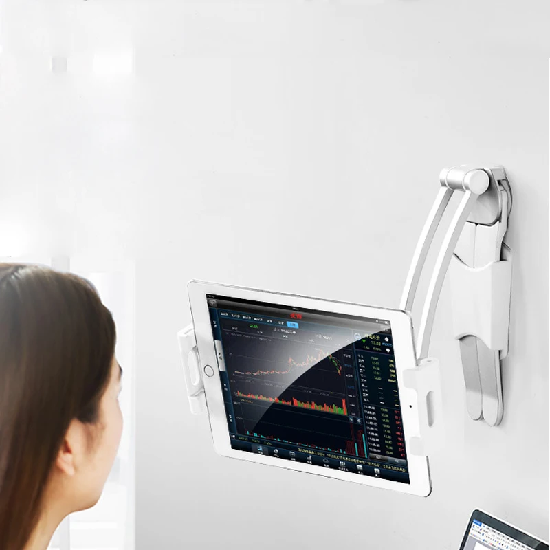  Universal Wall Desk Tablet Stand Digital Kitchen Mount Stand Fit 360° Rotating Tablet Metal Bracket