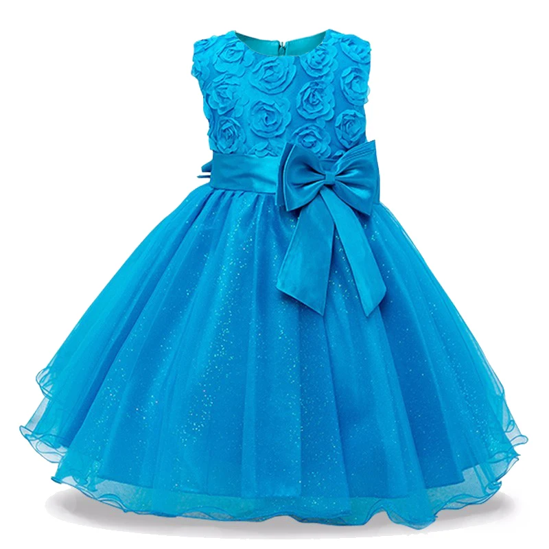 Summer school girl party dress Christmas New Year costume child's clothes party dress girl birthday dress - Цвет: sky blue