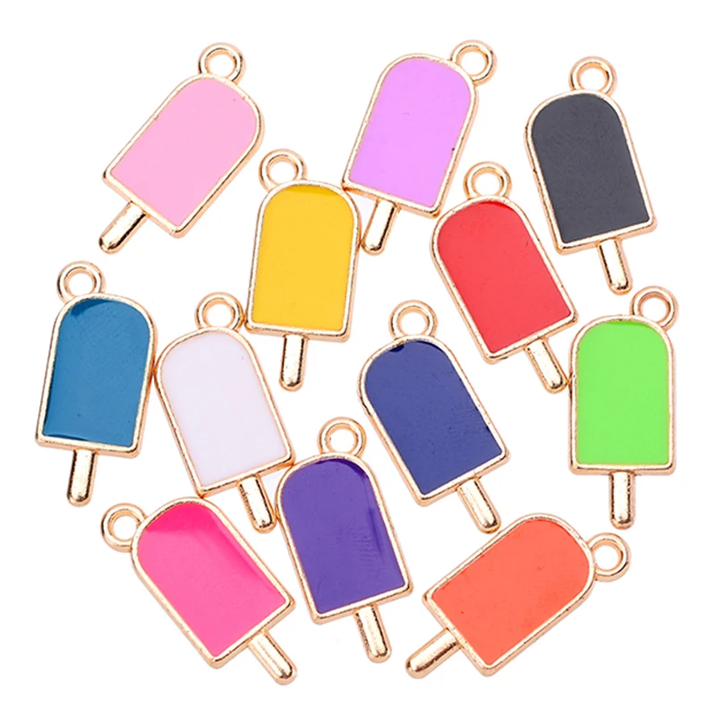 

20Pcs Alloy Colourful Oil Drip Enamel Ice Cream Pendants For Jewelry Making DIY Necklace Bracelet Earrings Accessories Wholesale